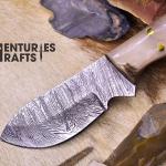 Hunting Ready: 6.5-Inch Damascus Steel skining Knife